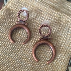Bronze crescent moon earrings